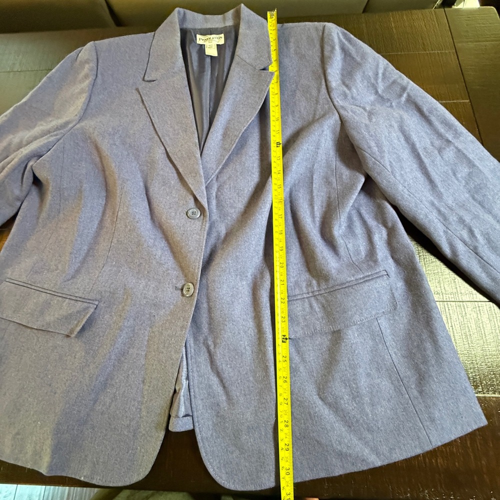 Vtg Pendleton Wool Blazer Jacket Womens 18W Plus Purple Periwinkle USA Made - Picture 3 of 10